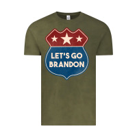 Vintage Olive Let's Go Brandon Shield Patch Vintage Tee - Jasminsmagicworld