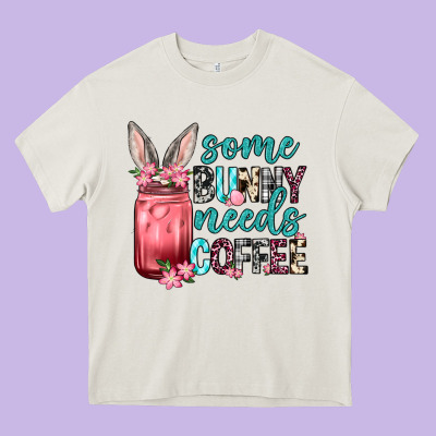 Some Bunny Needs Coffee Heavy Core Tee Designed By Neo Western