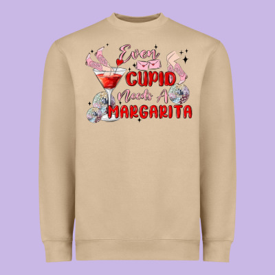 Even Cupid Need A Margarita Heavyweight Sweatshirt Designed By Maliassmallbusiness