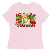 Bubblegum Pink joy to the world Ladies Tee - texasbilliewilder