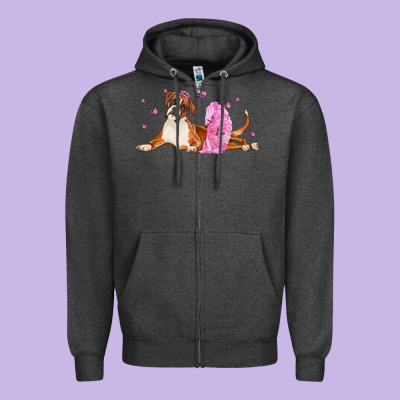 Boxer Dog With Tutu Zipper Hoodie Designed By Lillyallendesigns
