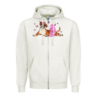 Oatmeal Heather boxer dog with tutu Zipper Hoodie - LillyAllenDesigns