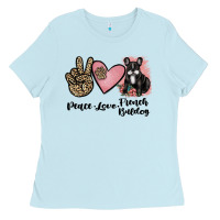 Baby Blue peace love french bulldog Ladies Tee - JahusDesignShop
