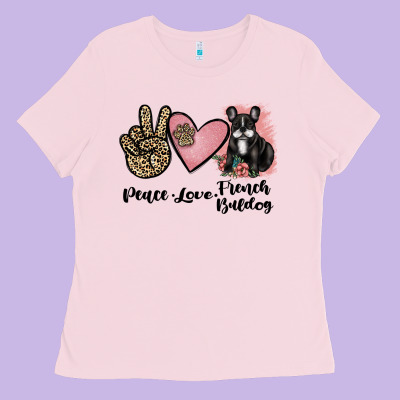 Peace Love French Bulldog Ladies Tee Designed By Jahusdesignshop