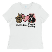 White peace love french bulldog Ladies Tee - JahusDesignShop
