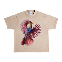 French Oak Flying Northern Cardinal Bird Urban Heavy Tee - LillyAllenDesigns