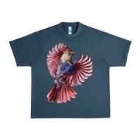 Midnight Navy Flying Northern Cardinal Bird Urban Heavy Tee - LillyAllenDesigns