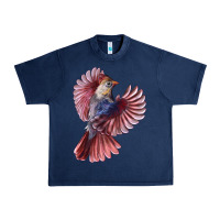 Navy Flying Northern Cardinal Bird Urban Heavy Tee - LillyAllenDesigns