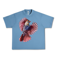 Pebble Blue Flying Northern Cardinal Bird Urban Heavy Tee - LillyAllenDesigns