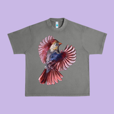 Flying Northern Cardinal Bird Urban Heavy Tee Designed By Lillyallendesigns