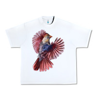 White Flying Northern Cardinal Bird Urban Heavy Tee - LillyAllenDesigns
