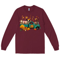 Burgundy fall farm animals truck nancy Long Sleeve Tee - NancyCooperArtShop