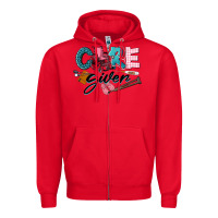 Red Caregiver Zipper Hoodie - LillyAllenDesigns