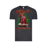 Vintage Black merry clucking christmas rooster Vintage Tee - BarkalooDesign