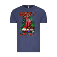 Vintage Denim merry clucking christmas rooster Vintage Tee - BarkalooDesign