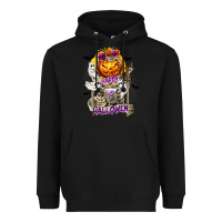 Black Happy Halloween with Skeleton Heavyweight Hoodie - texasbilliewilder