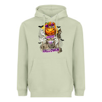 Matcha Happy Halloween with Skeleton Heavyweight Hoodie - texasbilliewilder