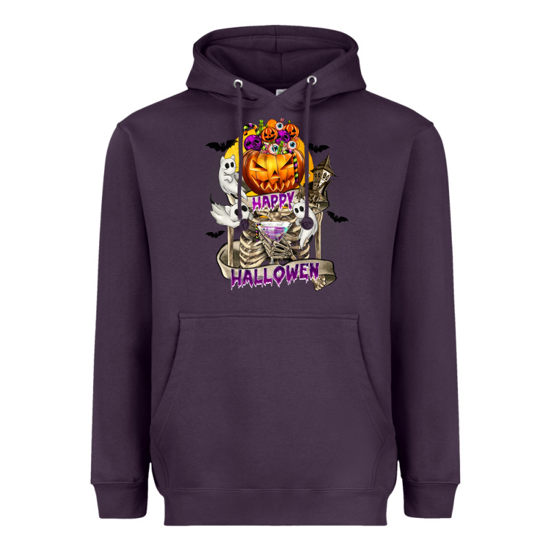 Happy Halloween With Skeleton Heavyweight Hoodie by texasbilliewilder | Teevron