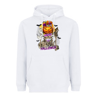 White Happy Halloween with Skeleton Heavyweight Hoodie - texasbilliewilder