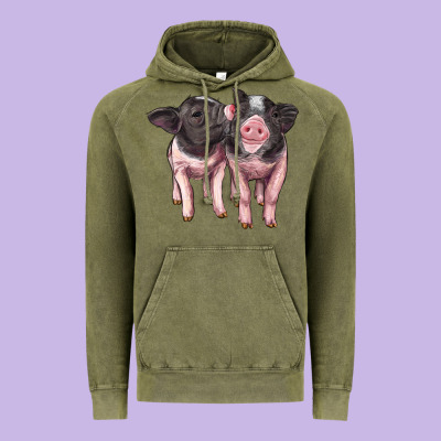 Cute Baby Pigs Vintage Hoodie Designed By Artiststas