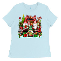 Baby Blue christmas gnome truck Ladies Tee - texasbilliewilder