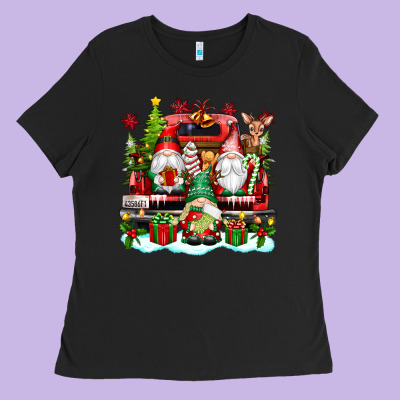 Christmas Gnome Truck Ladies Tee Designed By Texasbilliewilder