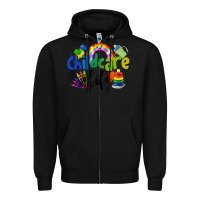 Black Childcare Life Zipper Hoodie - LillyAllenDesigns