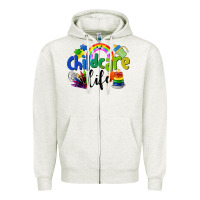 Oatmeal Heather Childcare Life Zipper Hoodie - LillyAllenDesigns