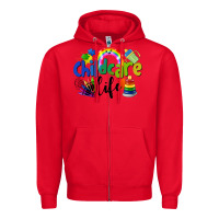 Red Childcare Life Zipper Hoodie - LillyAllenDesigns