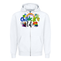 White Childcare Life Zipper Hoodie - LillyAllenDesigns