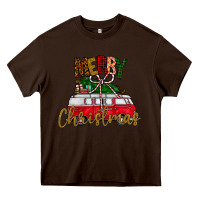 Chocolate Brown merry christmas Heavy Core Tee - CowhideDigitalArt