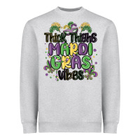 Heather Grey thick thighs mardi gras vibes Heavyweight Sweatshirt - MaliasSmallBusiness