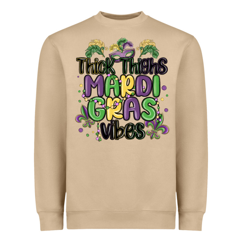 Thick Thighs Mardi Gras Vibes Heavyweight Sweatshirt by MaliasSmallBusiness | Teevron
