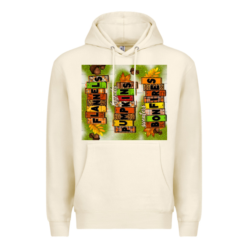 Flannels Hayrides Pumpkins Bonfires Fall Premium Hoodie by TumblerDesignByShophia | Teevron