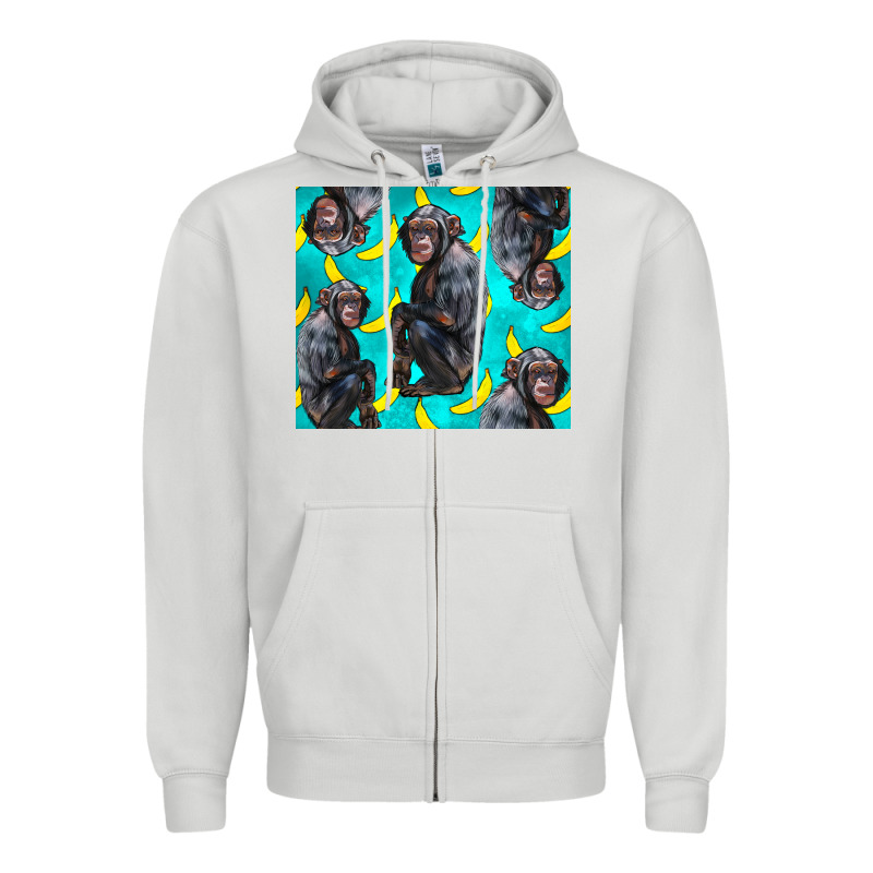 Chimpanzee And Banana Zipper Hoodie by LillyAllenDesigns | Teevron