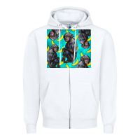 White Chimpanzee And Banana Zipper Hoodie - LillyAllenDesigns