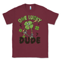 Burgundy one lucky dude Classic Tee - MaliasSmallBusiness
