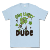 Dusty Blue one lucky dude Classic Tee - MaliasSmallBusiness