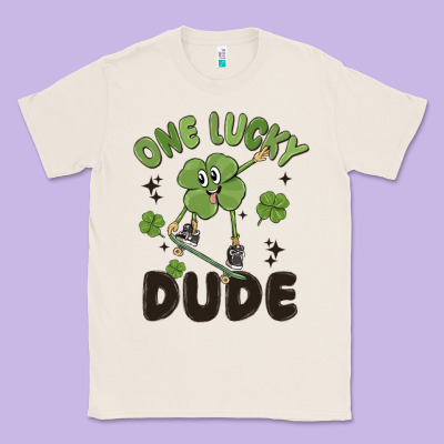 One Lucky Dude Classic Tee Designed By Maliassmallbusiness