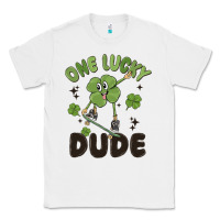 White one lucky dude Classic Tee - MaliasSmallBusiness