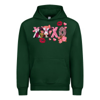 Forest Green Xoxo baby Cow Valentine's Day Urban Hoodie - FaDigitalArtStudio