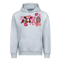 Heather Grey Xoxo baby Cow Valentine's Day Urban Hoodie - FaDigitalArtStudio
