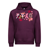 Mauve Wine Xoxo baby Cow Valentine's Day Urban Hoodie - FaDigitalArtStudio