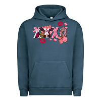 Pigment Midnight Navy Xoxo baby Cow Valentine's Day Urban Hoodie - FaDigitalArtStudio