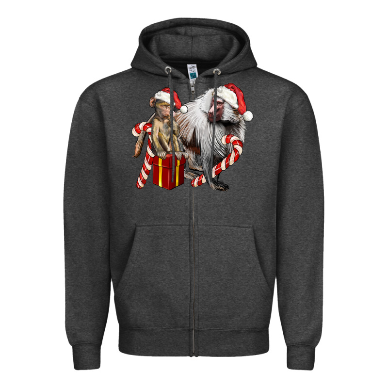 Christmas Baboon Baby And Mama Zipper Hoodie by LillyAllenDesigns | Teevron