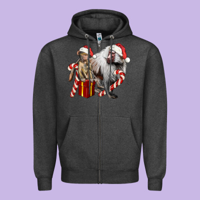 Christmas Baboon Baby And Mama Zipper Hoodie Designed By Lillyallendesigns