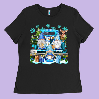 Snowman Gnome Truck Ladies Tee Designed By Texasbilliewilder