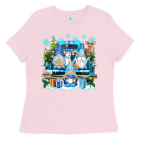 Bubblegum Pink snowman gnome truck Ladies Tee - texasbilliewilder