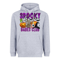 Heather Grey Spooky babes club Heavyweight Hoodie - texasbilliewilder