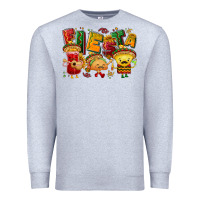 Heather Grey Fiesta with taco, nacho, souce Premium Sweatshirt - NancyCooperArtShop